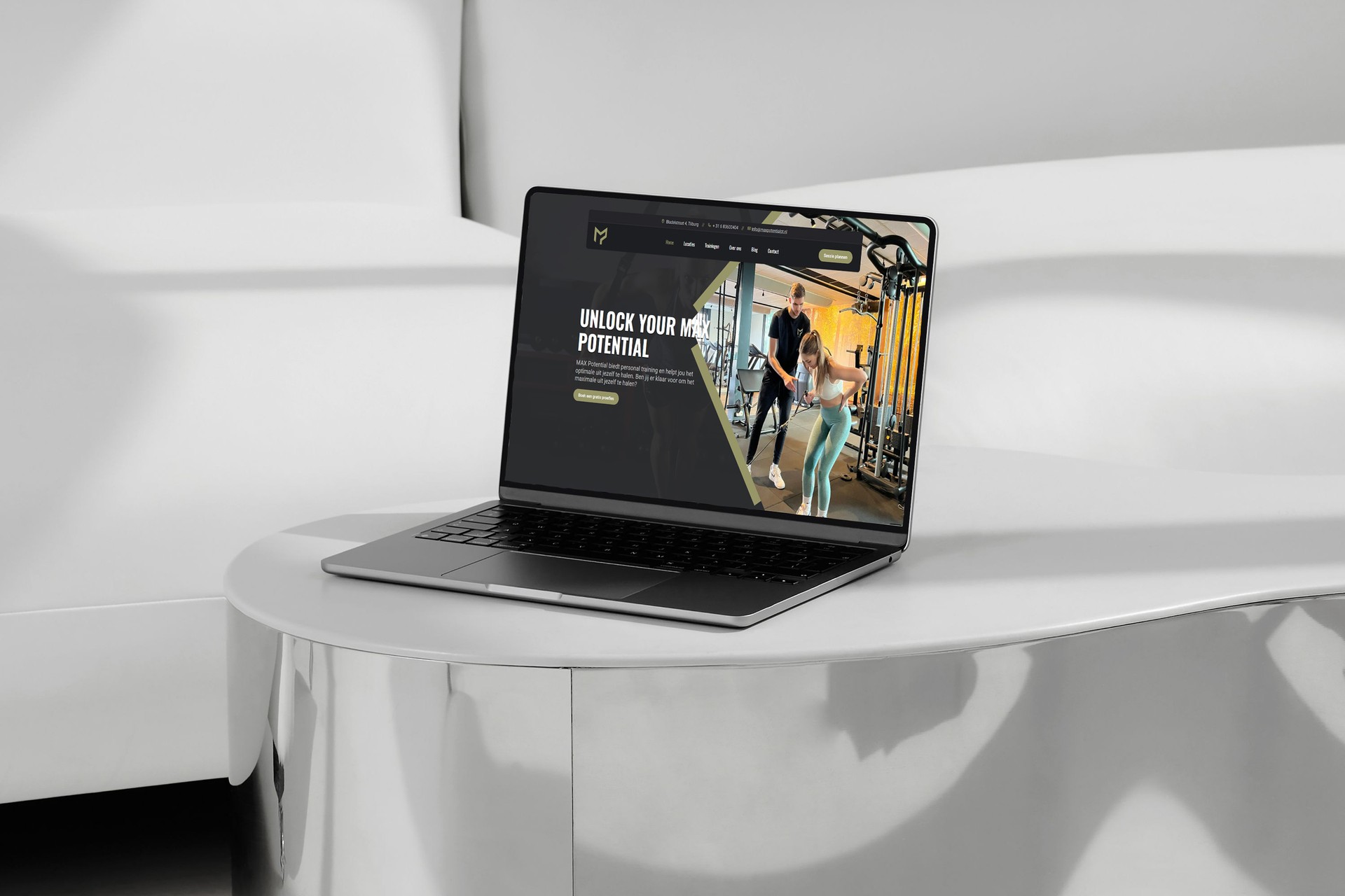 MAX Potential website mockup - personal trainer Tilburg door Studio Arne