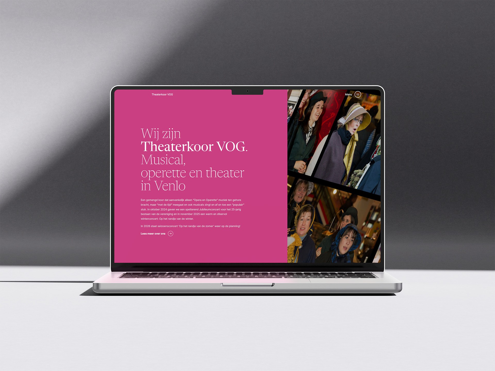 Theaterkoor VOG website - overzichtspagina mockup